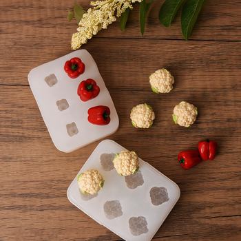 Serie de legume: Matriță din silicon pentru fondant – ardei iute și conopidă – coacere DIY