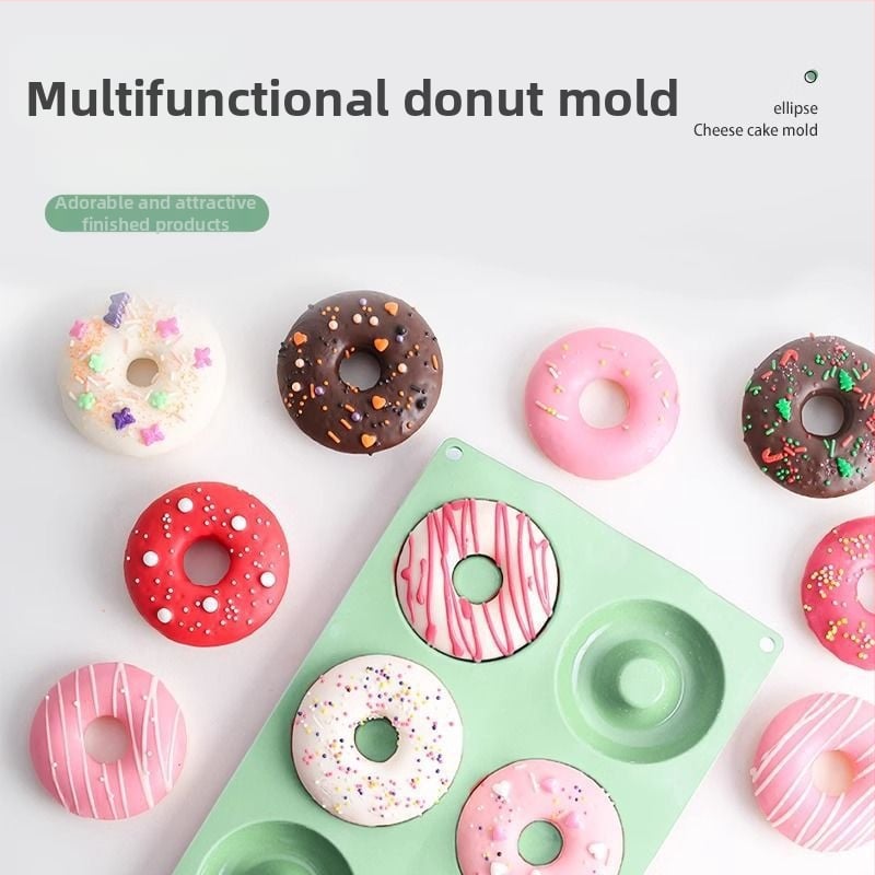 Šesť-dielna kruhová silikónová forma na donuty, domáca forma srdcového tvaru, na ryžové guličky na sushi a koláče
