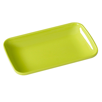 Farfurie dreptunghiulară din melamină, aspect porțelan imitativ, pentru hot pot, grătar, rulouri de orez și garnituri.