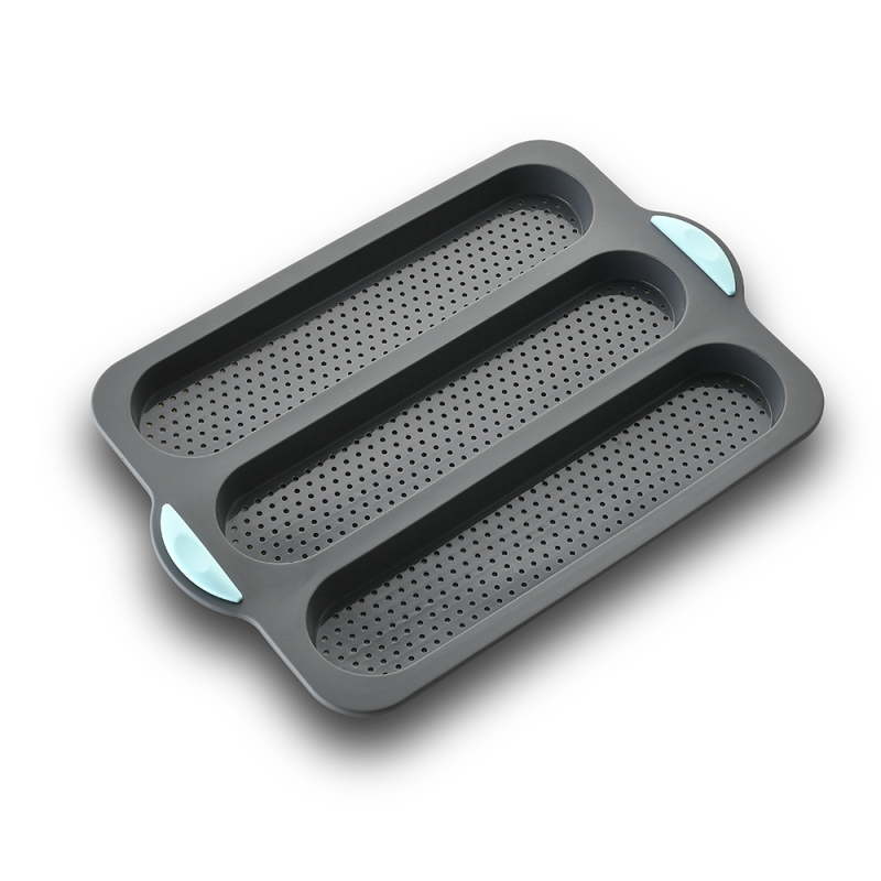 Formă din silicon pentru baghete, cu trei compartimente, antiaderentă, de calitate alimentară