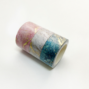 Bandă washi cu ștampilă aurie, set cu trei role pentru jurnal, material DIY decor, lungime 5 m