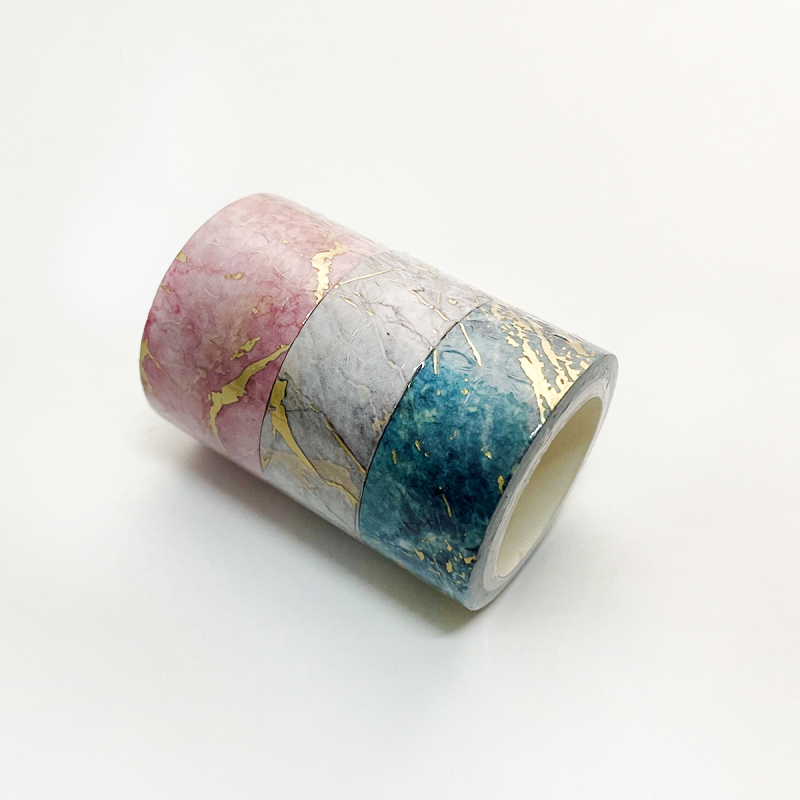Bandă washi cu ștampilă aurie, set cu trei role pentru jurnal, material DIY decor, lungime 5 m