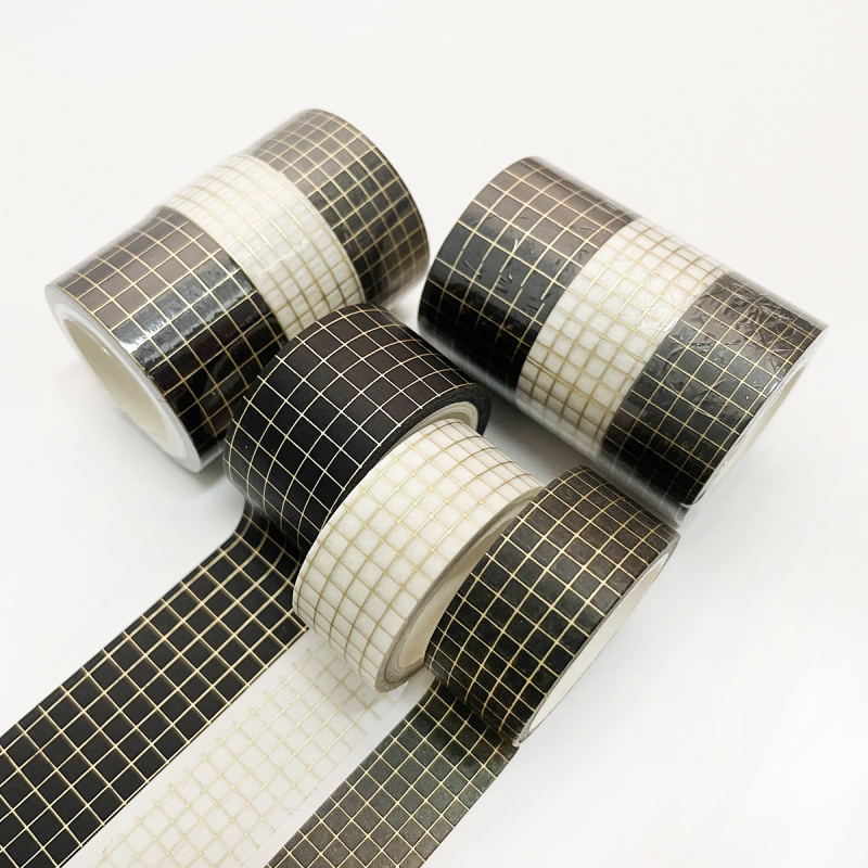 Bandă washi cu ștampilă aurie, set cu trei role pentru jurnal, material DIY decor, lungime 5 m