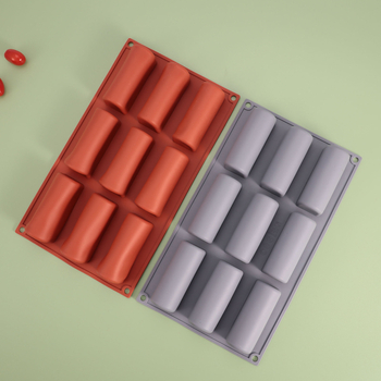Set de forme din silicon pentru prăjituri, 9 piese, forme cilindrice și lungi, pentru budincă și coacere cu ciocolată