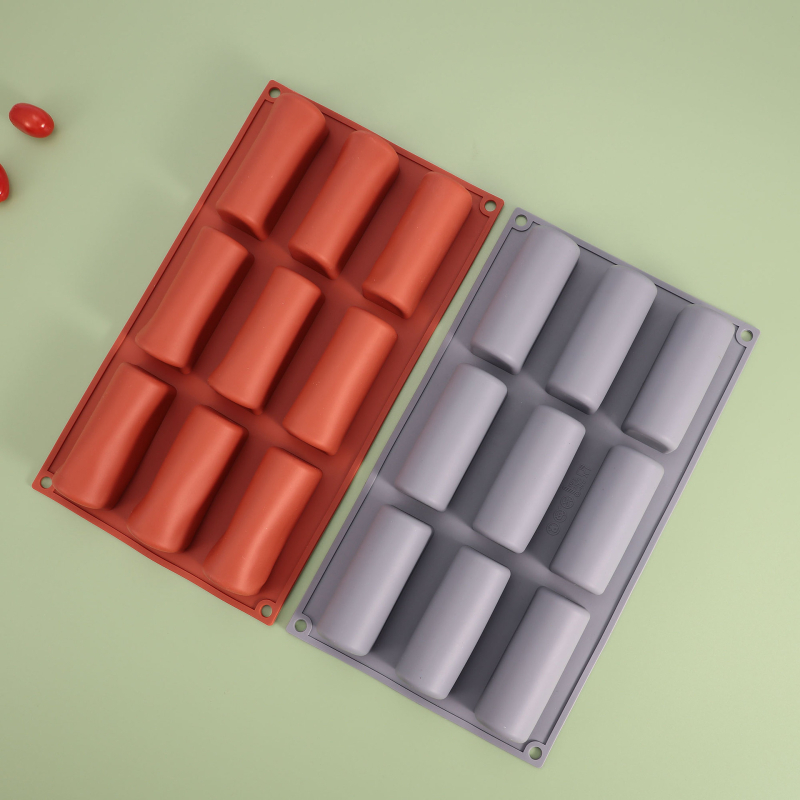 Set de forme din silicon pentru prăjituri, 9 piese, forme cilindrice și lungi, pentru budincă și coacere cu ciocolată