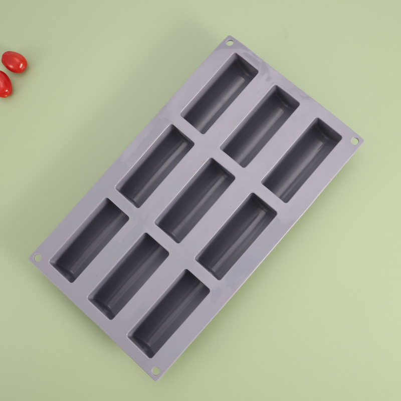 Set de forme din silicon pentru prăjituri, 9 piese, forme cilindrice și lungi, pentru budincă și coacere cu ciocolată