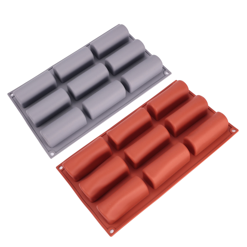 Set de forme din silicon pentru prăjituri, 9 piese, forme cilindrice și lungi, pentru budincă și coacere cu ciocolată