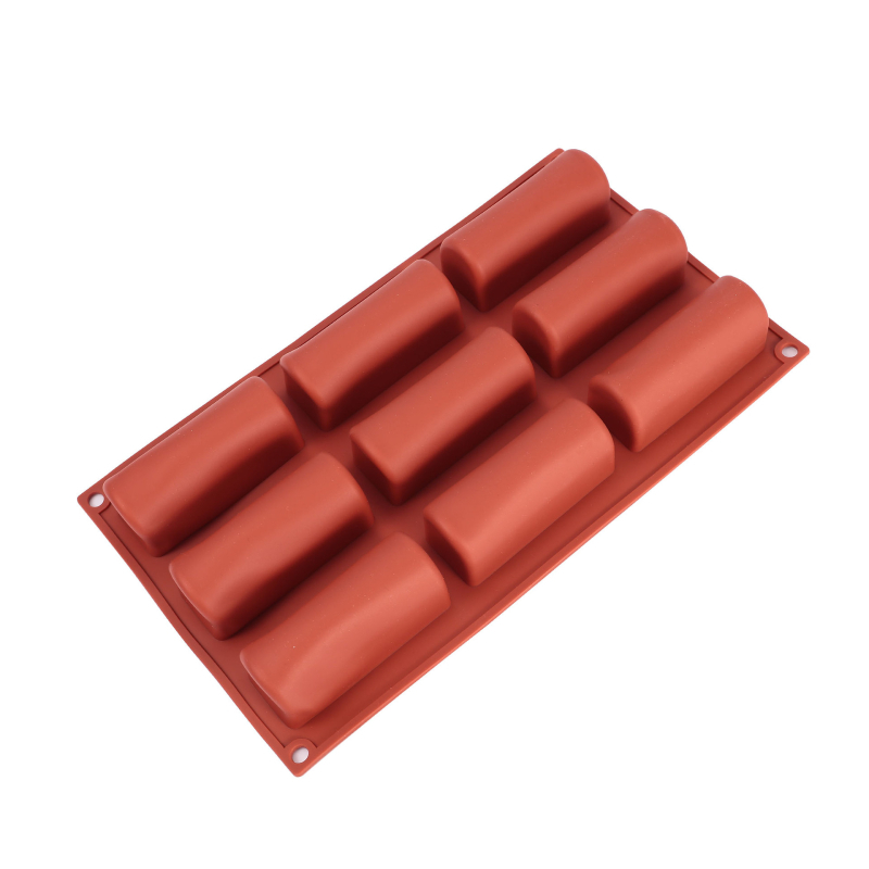 Set de forme din silicon pentru prăjituri, 9 piese, forme cilindrice și lungi, pentru budincă și coacere cu ciocolată