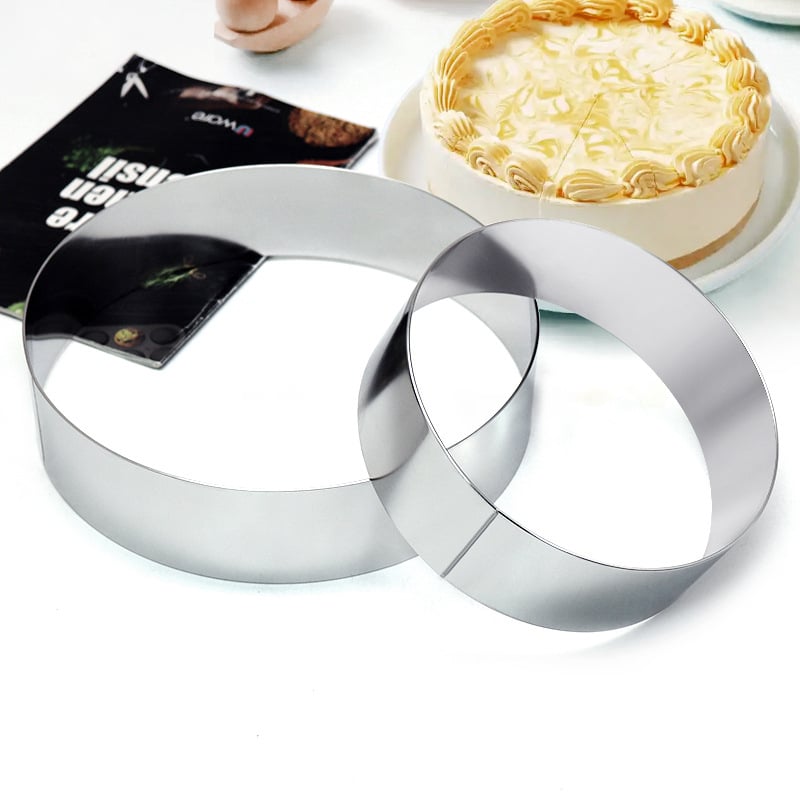 Cerc de mousse din oțel inoxidabil, formă circulară pentru tort, îngroșat, 6 inci / 8 inci, instrument DIY pentru cofetărie
