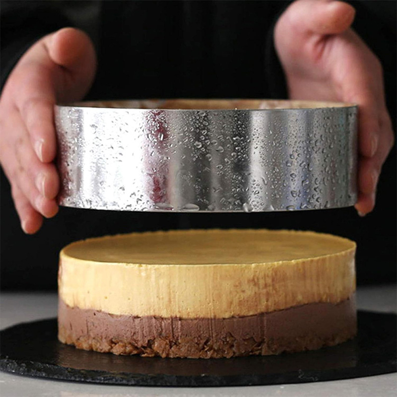 Cerc de mousse din oțel inoxidabil, formă circulară pentru tort, îngroșat, 6 inci / 8 inci, instrument DIY pentru cofetărie