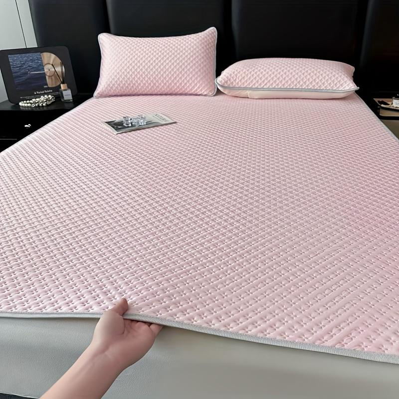 Covoraș răcoros din ice silk pentru pat, husă de saltea monocromă, cu două fețe, lavabilă la mașină, pentru dormitoare studențești, potrivit pentru paturi 1.5–2.0 m