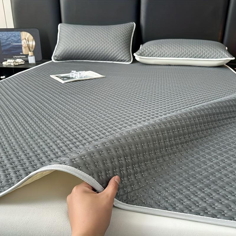 Covoraș răcoros din ice silk pentru pat, husă de saltea monocromă, cu două fețe, lavabilă la mașină, pentru dormitoare studențești, potrivit pentru paturi 1.5–2.0 m