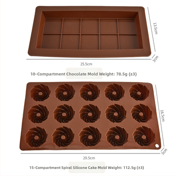 Formă din silicon pentru ciocolată cu 10 compartimente pentru coacere, silicon alimentar, formă creativă de prăjituri