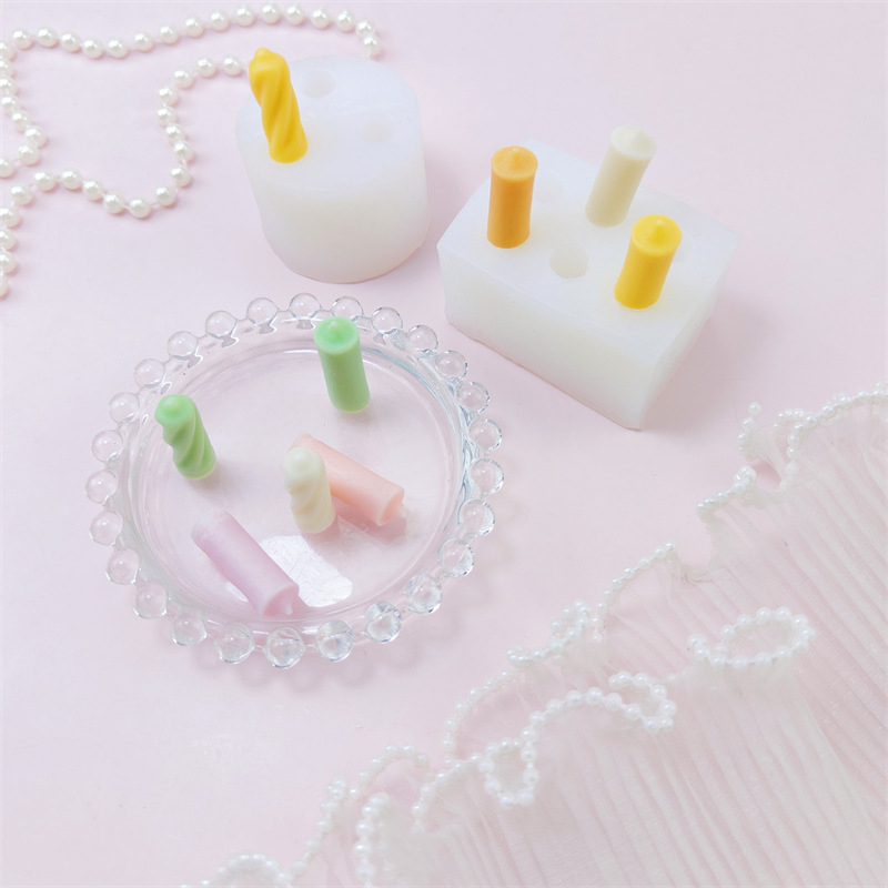 Mini formă de silicon în formă de lumânare pentru decor DIY al prăjiturilor și coacere
