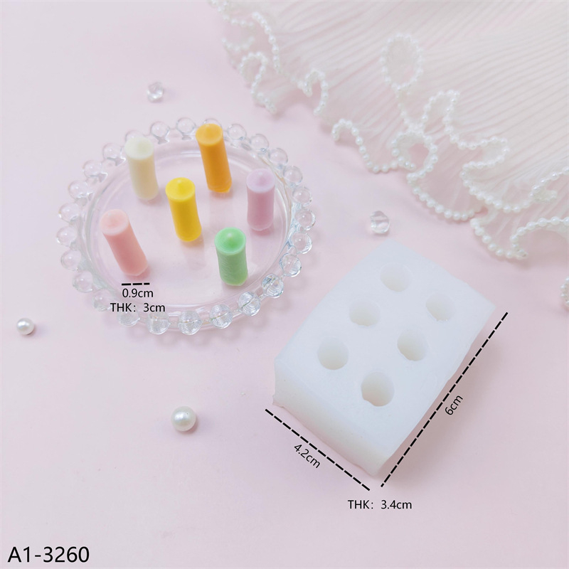 Mini formă de silicon în formă de lumânare pentru decor DIY al prăjiturilor și coacere