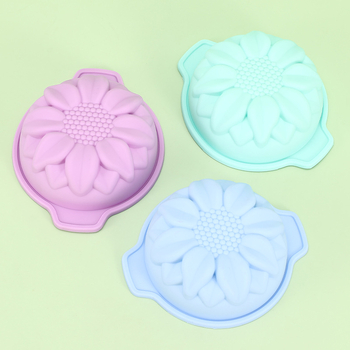 Miniformă de copt din silicon cu model floarea-soarelui pentru tort de ciocolată, rotundă, mov, rezistentă la temperaturi înalte