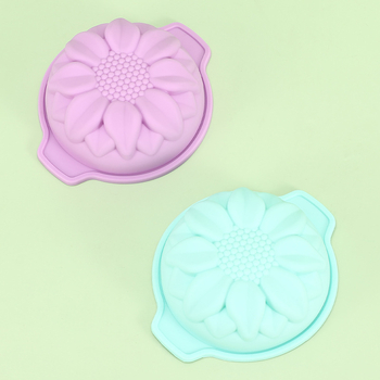 Miniformă de copt din silicon cu model floarea-soarelui pentru tort de ciocolată, rotundă, mov, rezistentă la temperaturi înalte