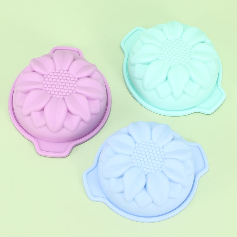 Miniformă de copt din silicon cu model floarea-soarelui pentru tort de ciocolată, rotundă, mov, rezistentă la temperaturi înalte