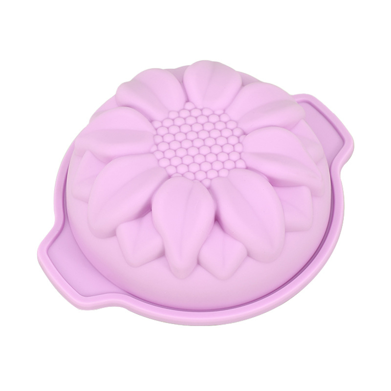 Miniformă de copt din silicon cu model floarea-soarelui pentru tort de ciocolată, rotundă, mov, rezistentă la temperaturi înalte