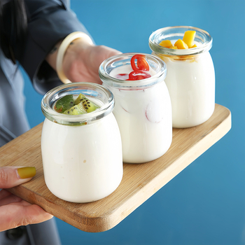 Borcan pentru budincă cu capac pentru uz casnic, formă de jeleu caramel pentru coacere, sticlă rezistentă la temperaturi înalte pentru cuptor, cupe de iaurt cu capac