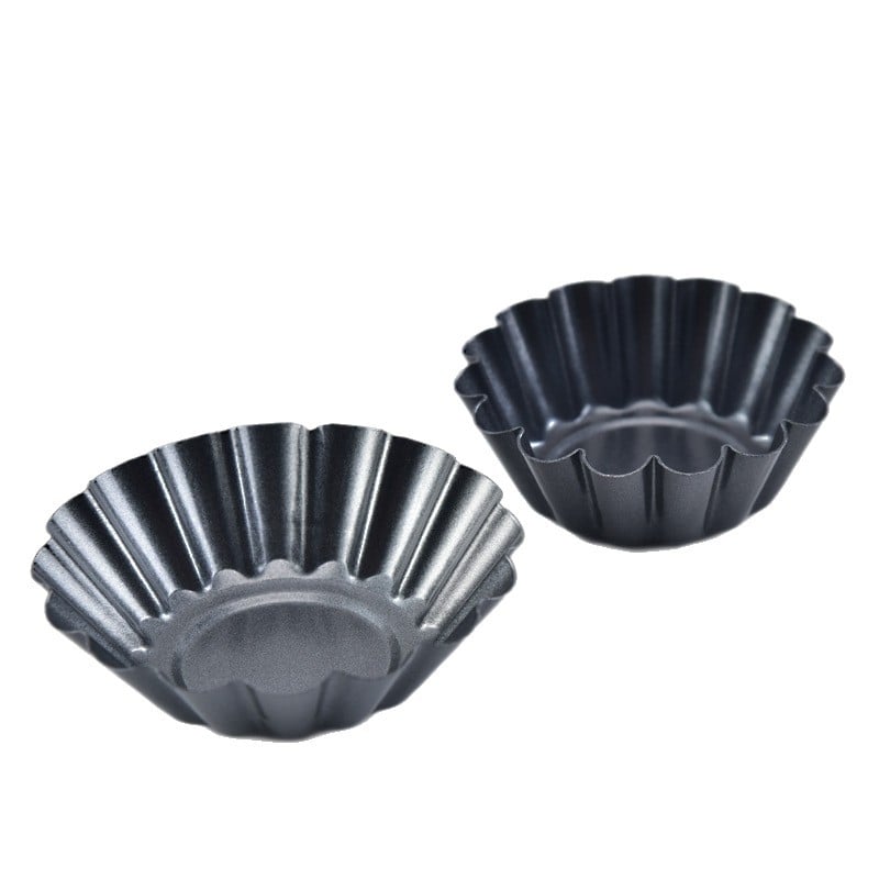 Formă din oțel carbon pentru tarte cu ouă, margine dantelată groasă, formă rotundă pentru budincă și tartă portugheză, ustensilă DIY pentru cofetărie, antiaderentă, cu design de cupă crizantemă