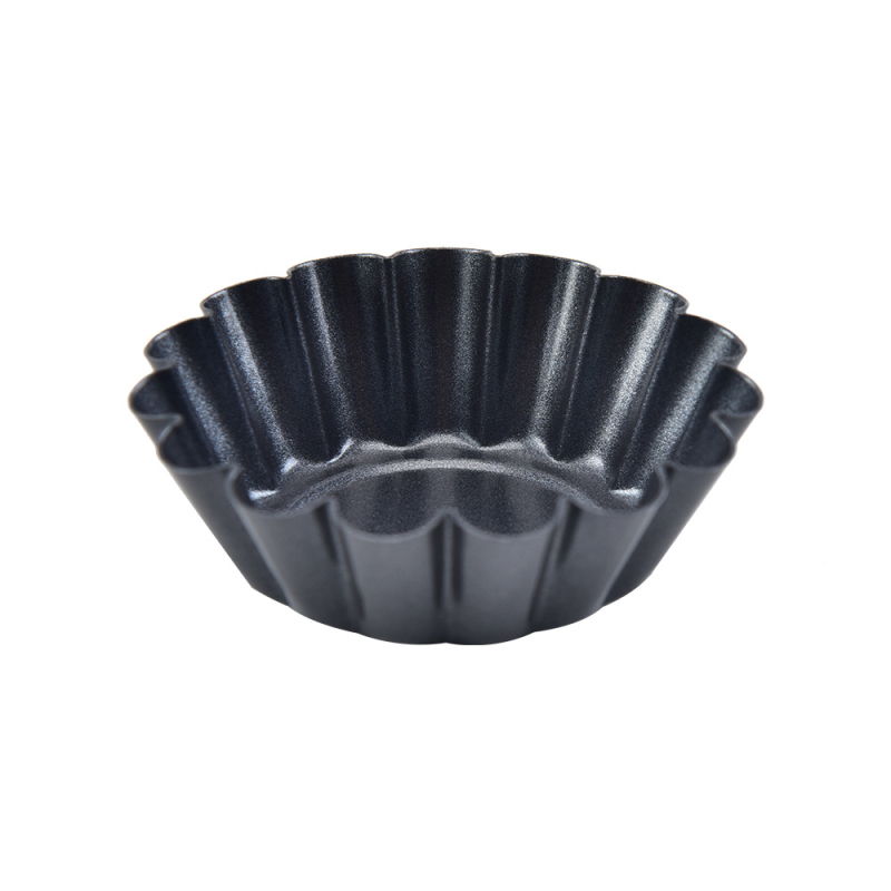 Formă din oțel carbon pentru tarte cu ouă, margine dantelată groasă, formă rotundă pentru budincă și tartă portugheză, ustensilă DIY pentru cofetărie, antiaderentă, cu design de cupă crizantemă