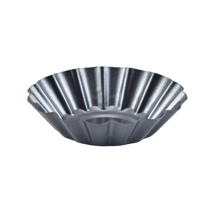 Formă din oțel carbon pentru tarte cu ouă, margine dantelată groasă, formă rotundă pentru budincă și tartă portugheză, ustensilă DIY pentru cofetărie, antiaderentă, cu design de cupă crizantemă