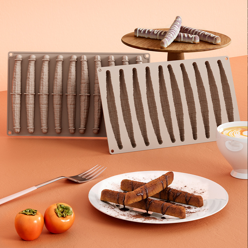 Nouă matriță din silicon cu compartimente multiple pentru prăjituri lungi cu vanilie, mousse, ciocolată și budincă – calitate alimentară, patiserie franțuzească