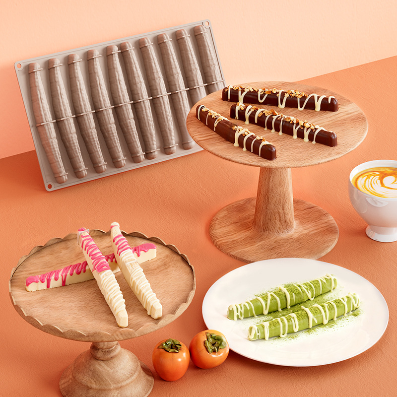 Nouă matriță din silicon cu compartimente multiple pentru prăjituri lungi cu vanilie, mousse, ciocolată și budincă – calitate alimentară, patiserie franțuzească