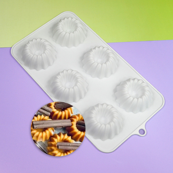 Set nou de 6 forme Savarin și prăjituri chiffon, forme din silicon mini Gugelhupf, alb