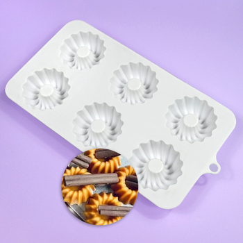 Set nou de 6 forme Savarin și prăjituri chiffon, forme din silicon mini Gugelhupf, alb