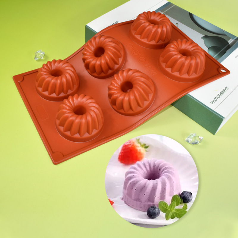 Set nou de 6 forme Savarin și prăjituri chiffon, forme din silicon mini Gugelhupf, alb