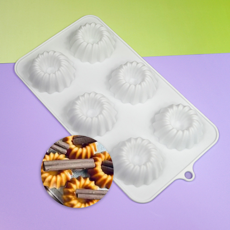 Set nou de 6 forme Savarin și prăjituri chiffon, forme din silicon mini Gugelhupf, alb