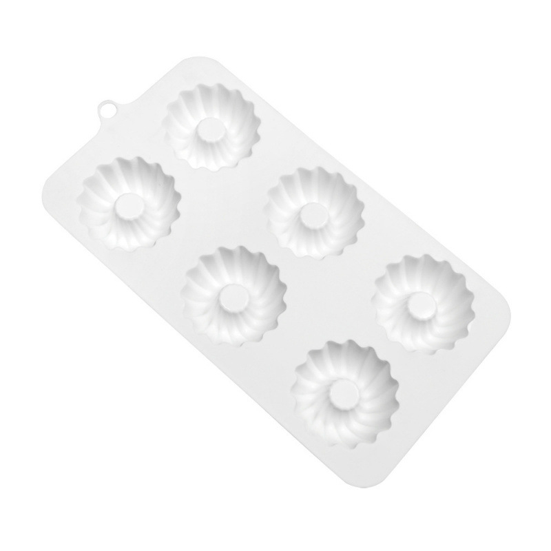 Set nou de 6 forme Savarin și prăjituri chiffon, forme din silicon mini Gugelhupf, alb