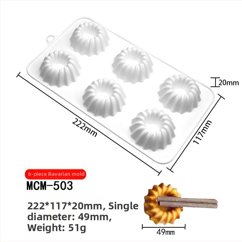 Set nou de 6 forme Savarin și prăjituri chiffon, forme din silicon mini Gugelhupf, alb