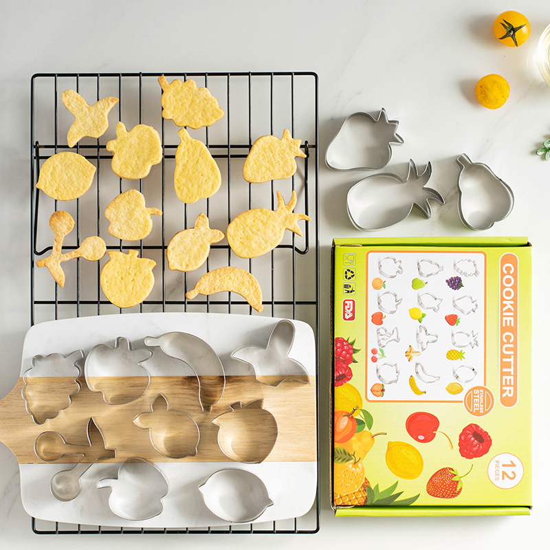 Formă din oțel inoxidabil pentru fondant cu model fructat pentru biscuiți