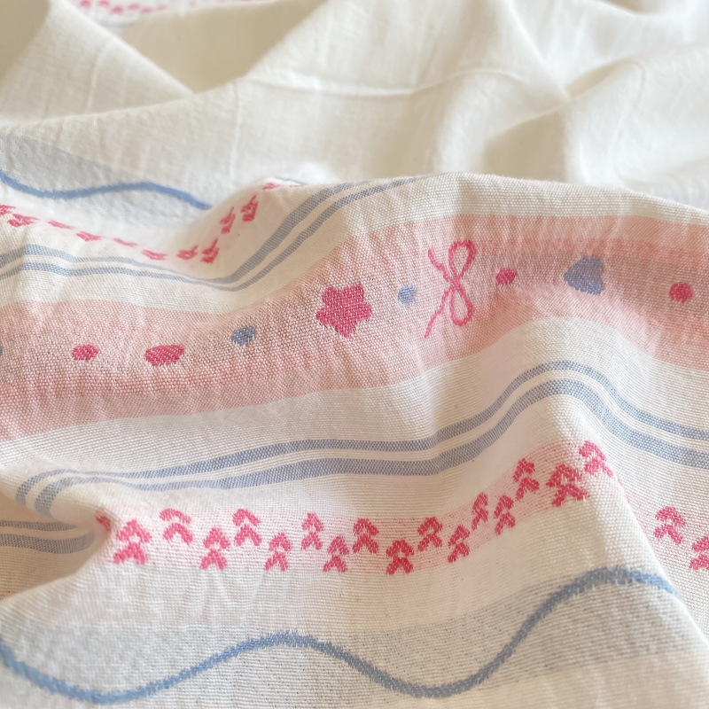 Lenjerie de pat din bumbac jacquard, 4 piese, cu model în dungi