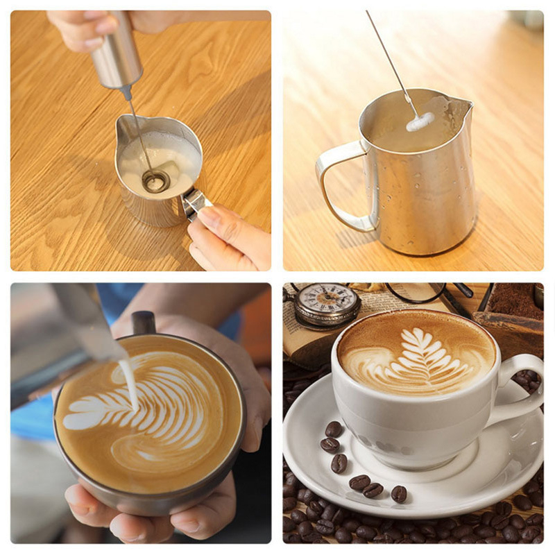 Espumator electric pentru lapte cu latte art, oțel inoxidabil 304 + ABS, spumator manual, spumare automată a laptelui și amestecare a ouălor