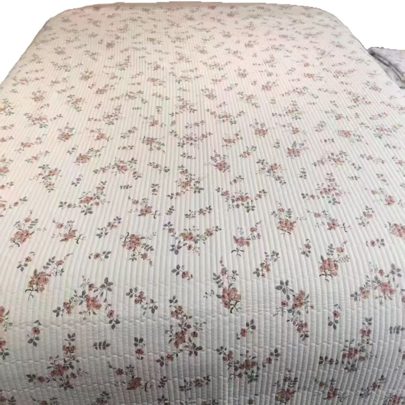 Stil coreean, acoperire de pat cu două fețe, set de trei piese, lavabilă la mașină, quiltat, cu model floral pentru tatami
