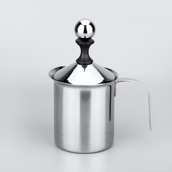 Spumător de lapte din oțel inoxidabil, manual, 400 ml, stil japonez cu două straturi, pentru latte art