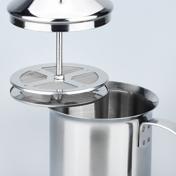 Spumător de lapte din oțel inoxidabil, manual, 400 ml, stil japonez cu două straturi, pentru latte art