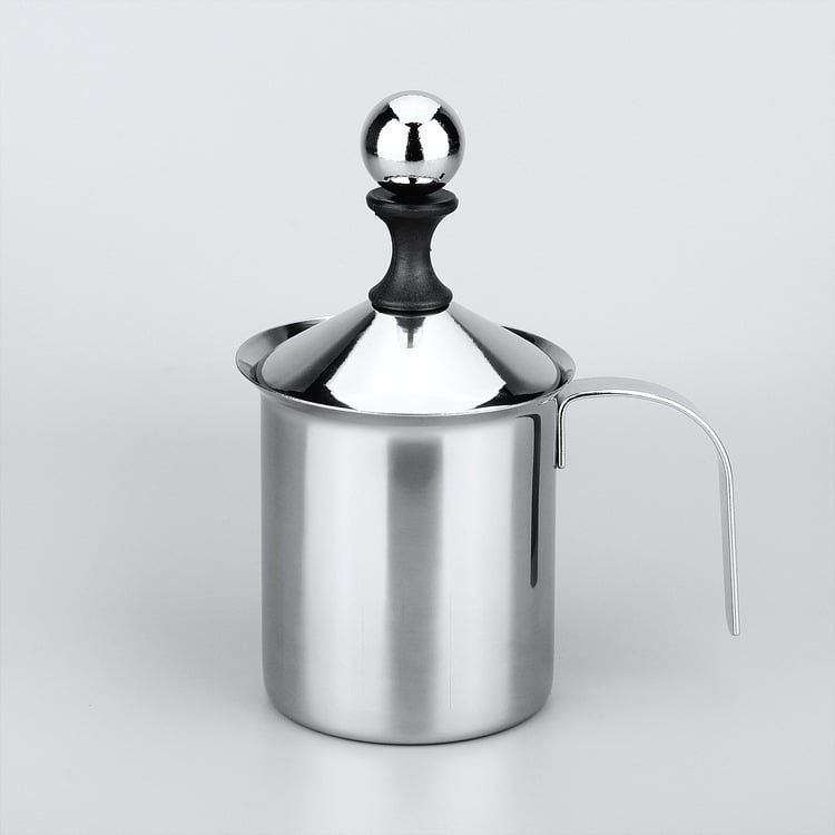 Spumător de lapte din oțel inoxidabil, manual, 400 ml, stil japonez cu două straturi, pentru latte art