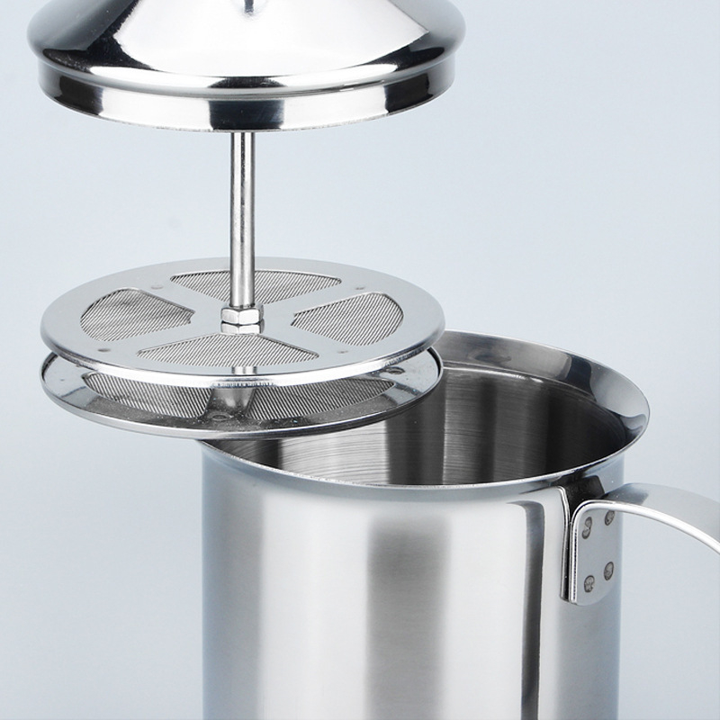 Spumător de lapte din oțel inoxidabil, manual, 400 ml, stil japonez cu două straturi, pentru latte art