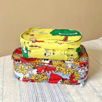 Set din două piese: geantă de călătorie ușoară cu imprimare Snoopy completă, stil japonez, și geantă de depozitare a hainelor