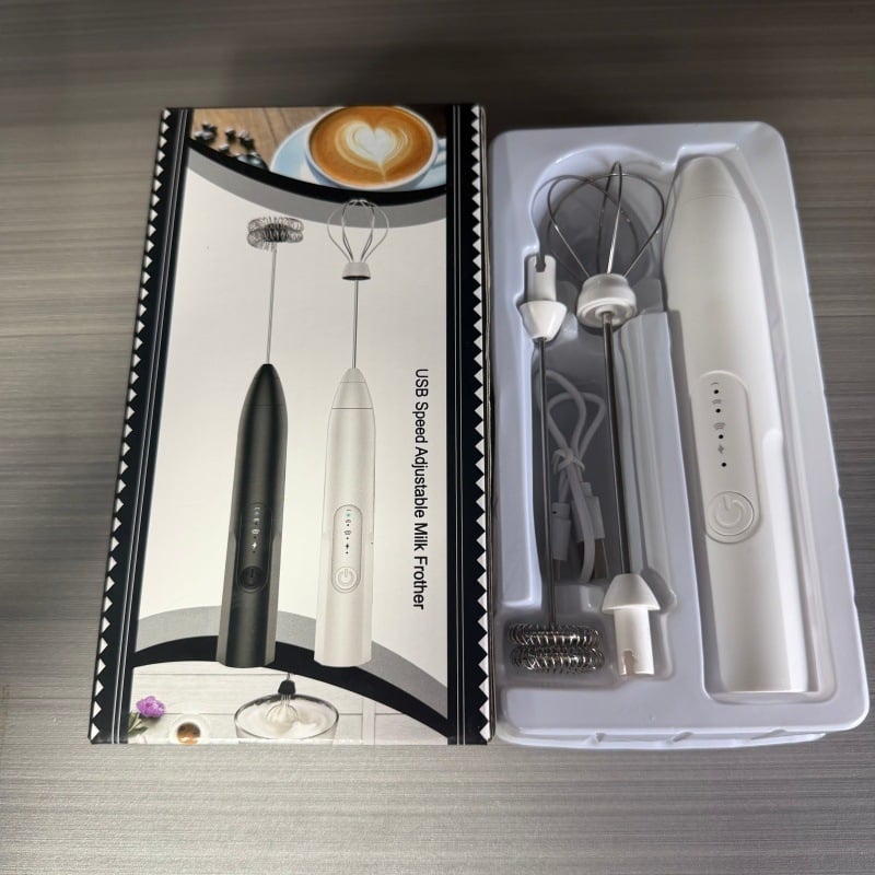 Tel electric pentru ouă, portabil, cu două capete, mixer și spumator de lapte, viteze multiple