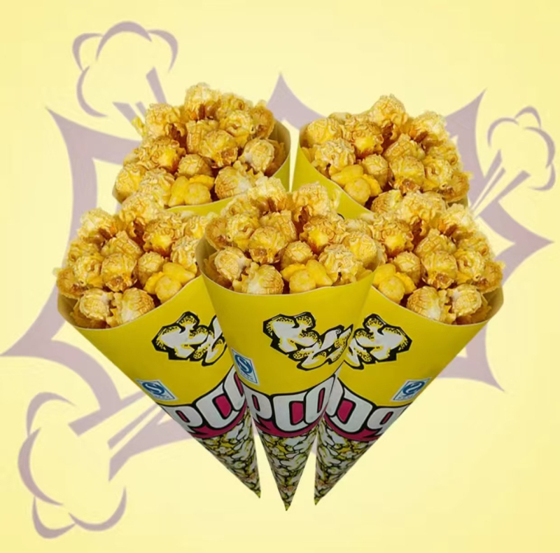 Pungă de popcorn din hârtie - mică pungă cadou, pungă triunghiulară pentru gustări la standuri