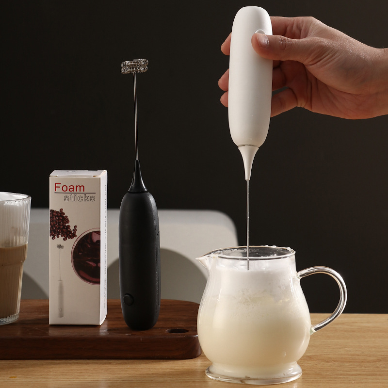 Spumător de lapte cu baterie, mini mixer de cafea, oțel inoxidabil 304, imprimare logo disponibilă