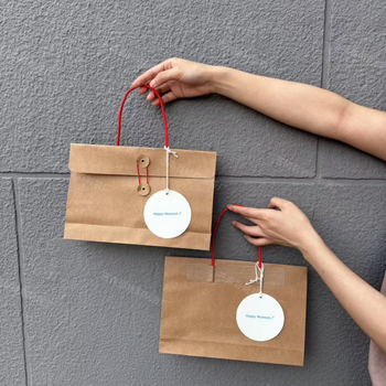 Geantă tote din hârtie Kraft cu textură vintage, pentru ambalare haine și depozitare, reciclabilă