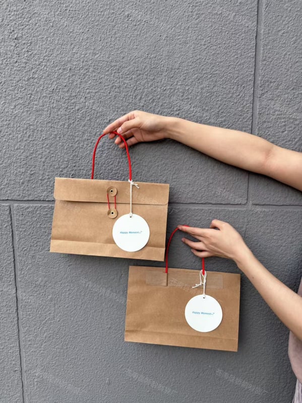 Geantă tote din hârtie Kraft cu textură vintage, pentru ambalare haine și depozitare, reciclabilă