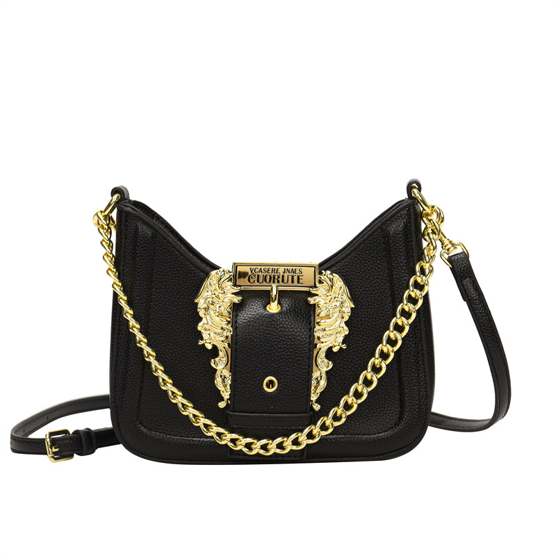 Ženska torba u francuskom stilu s premium teksturom, detalji s nity i lancem, crossbody torba za svakodnevnu upotrebu